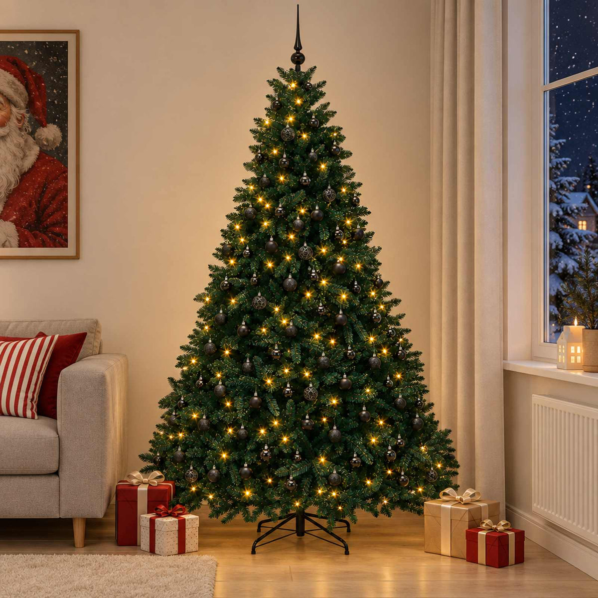 Artificial Christmas Tree Dark Green with Bauble 300 cm