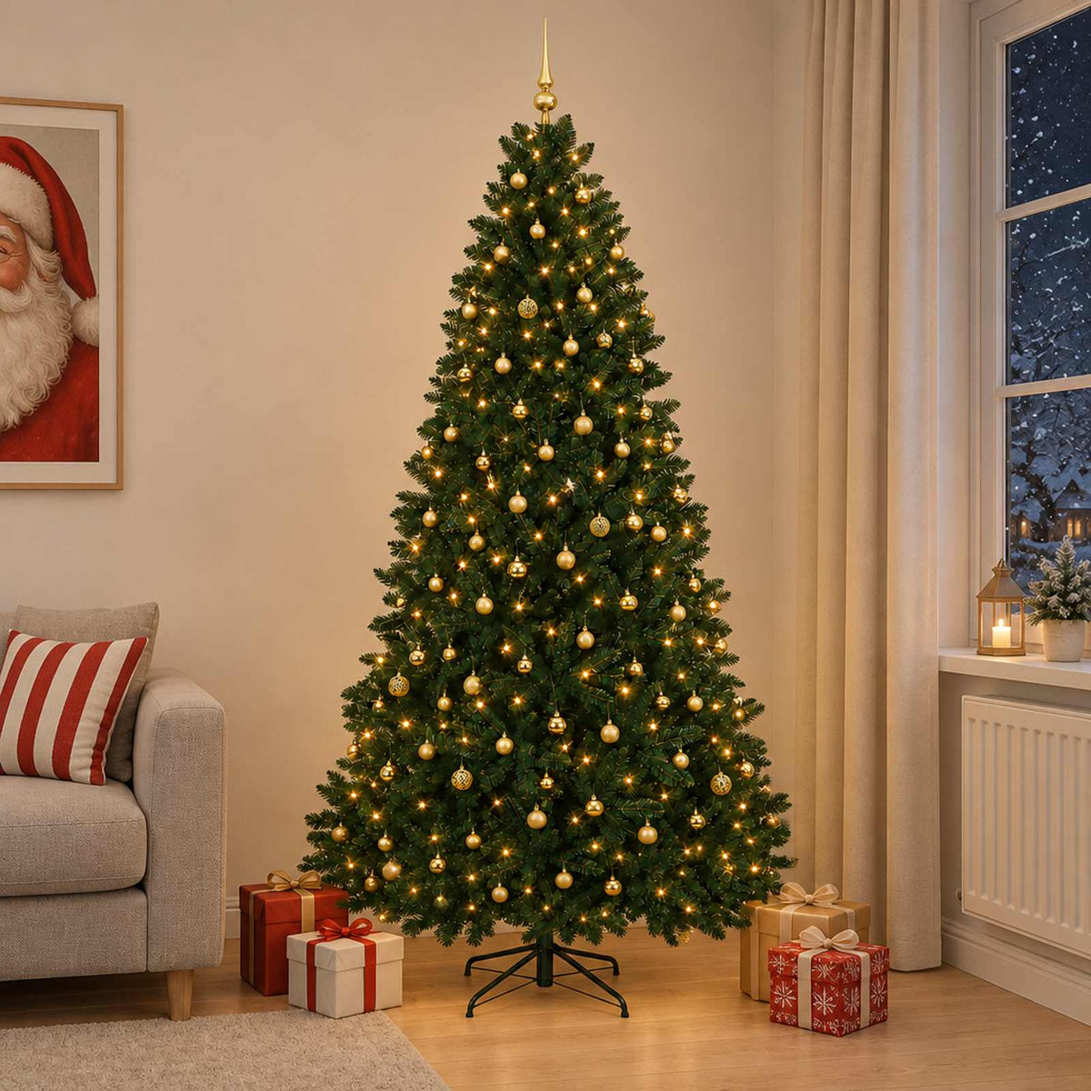 Artificial Christmas Tree Dark Green with Bauble 270 cm