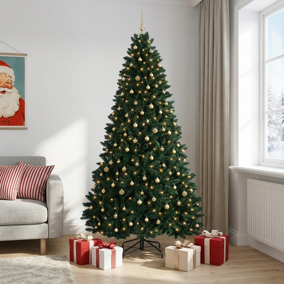 Artificial Christmas Tree Dark Green with Bauble 270 cm