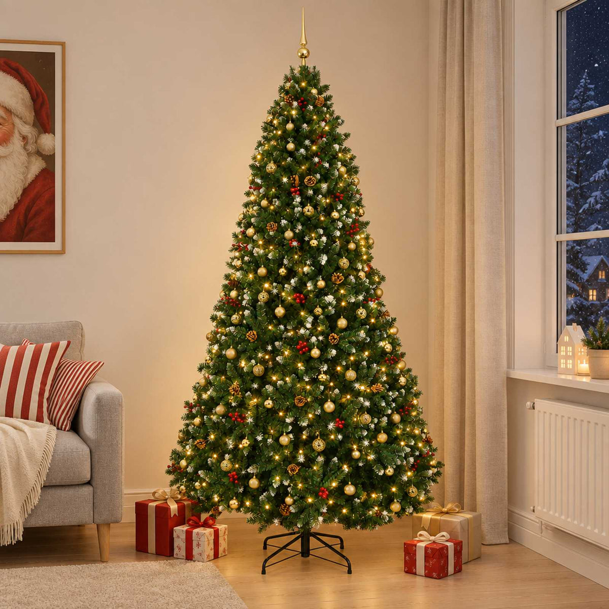 Artificial Green Christmas Tree with Baubles 300 cm 300 LEDs