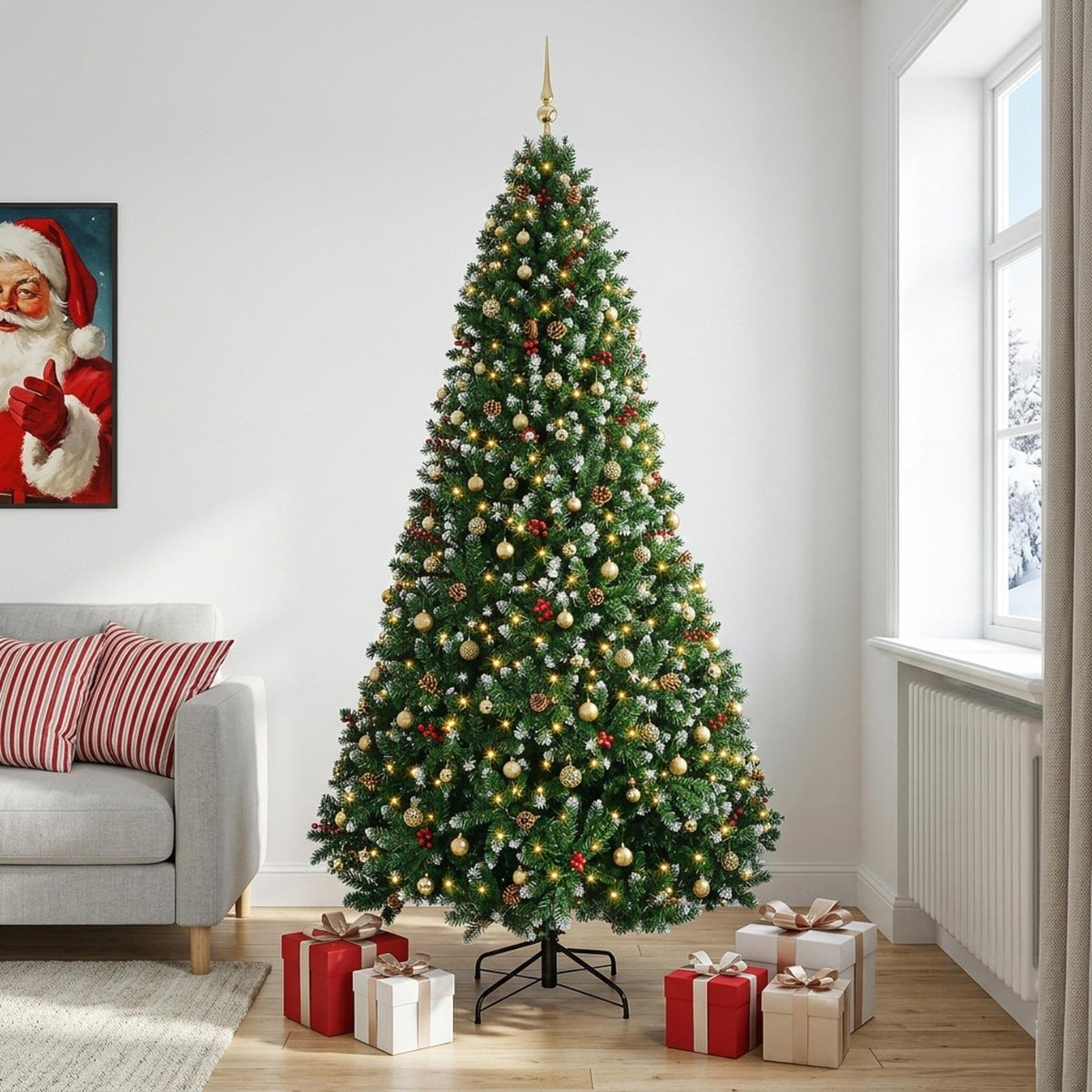 Artificial Green Christmas Tree with Baubles 270 cm 300 LEDs