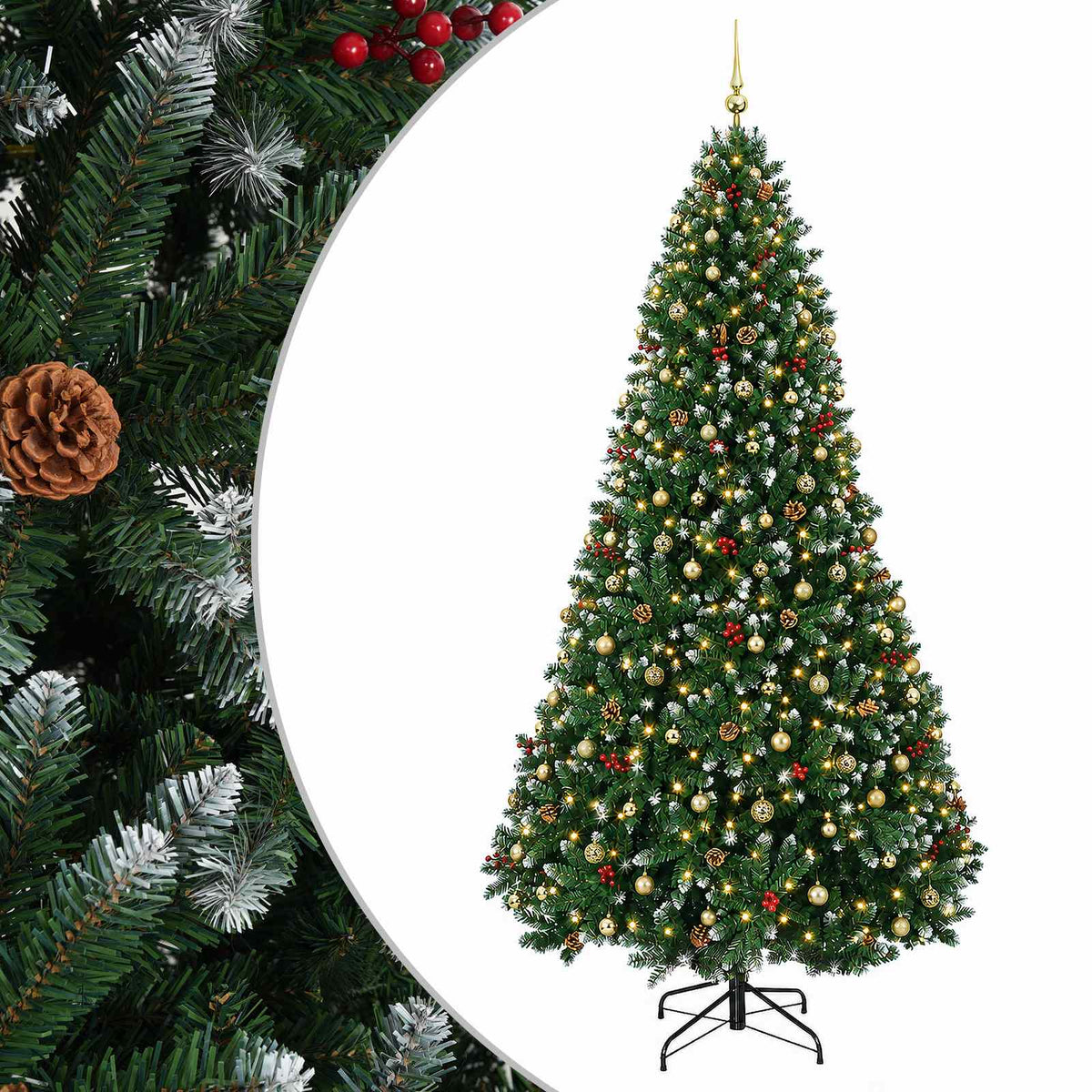 Artificial Green Christmas Tree with Baubles 300 cm 300 LEDs