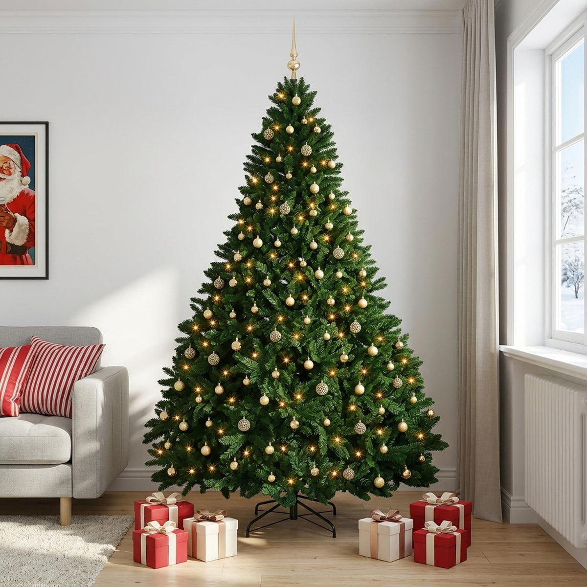 Artificial Christmas Tree Mid-green with Ornament 270 cm