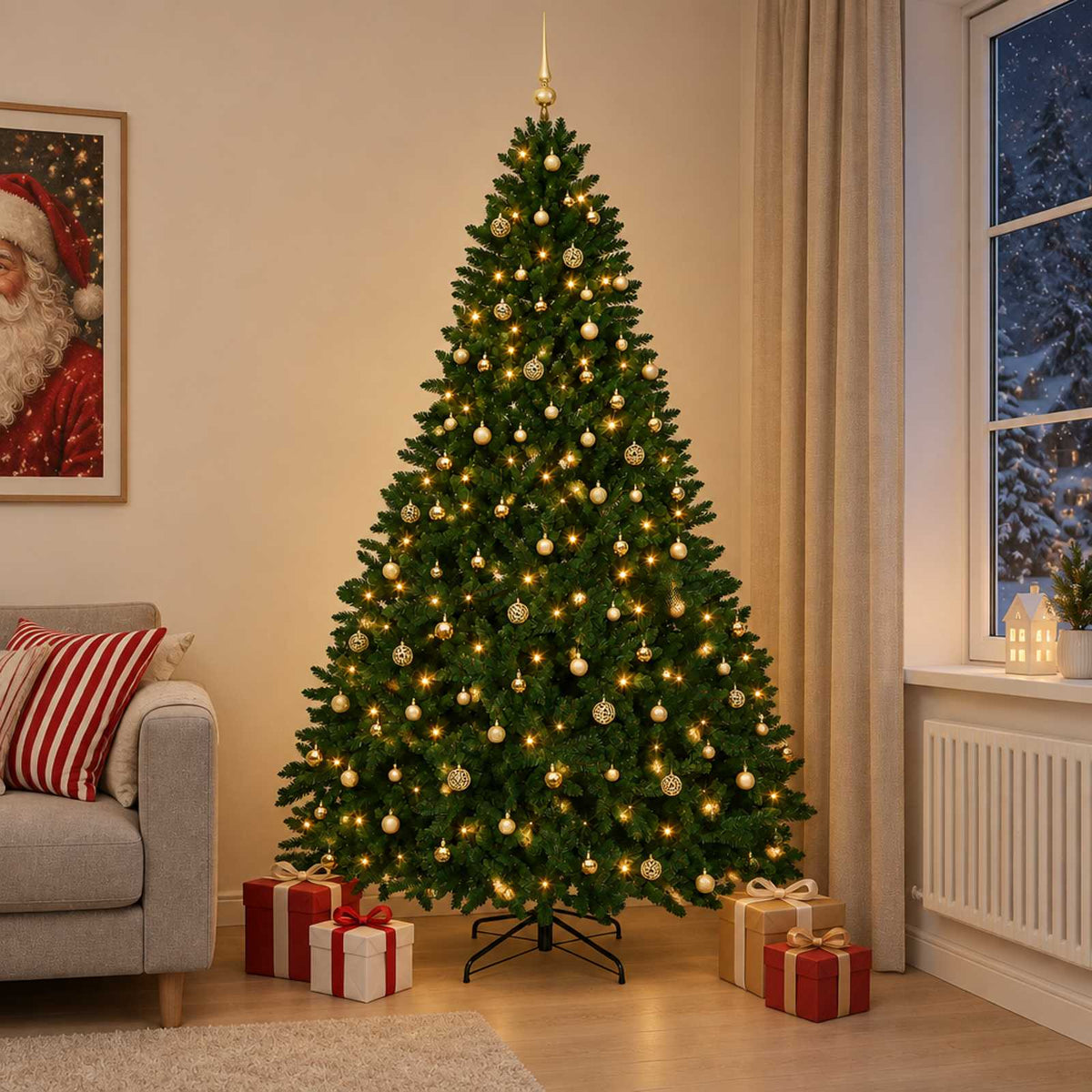 Artificial Christmas Tree Mid-green with Ornament 270 cm