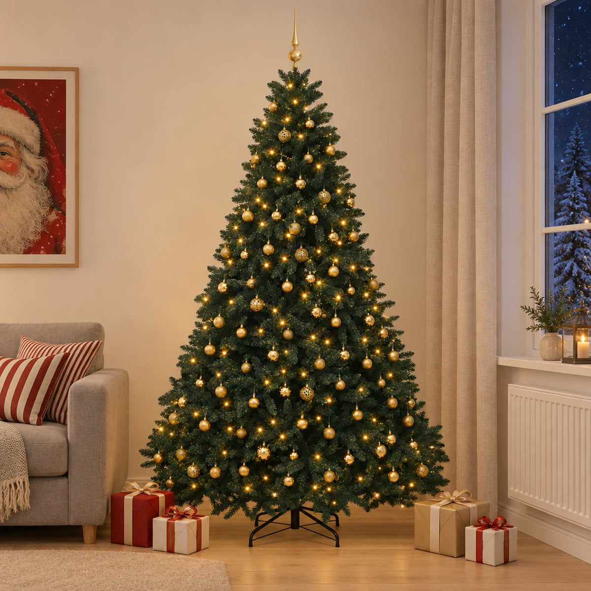 Artificial Christmas Tree Dark Green with Bauble 300 cm