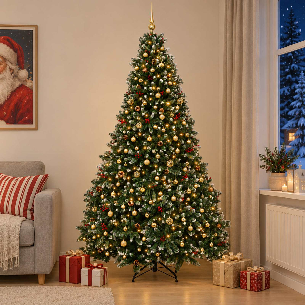 Artificial Christmas Tree Green with Bauble 270 cm 300 LEDs