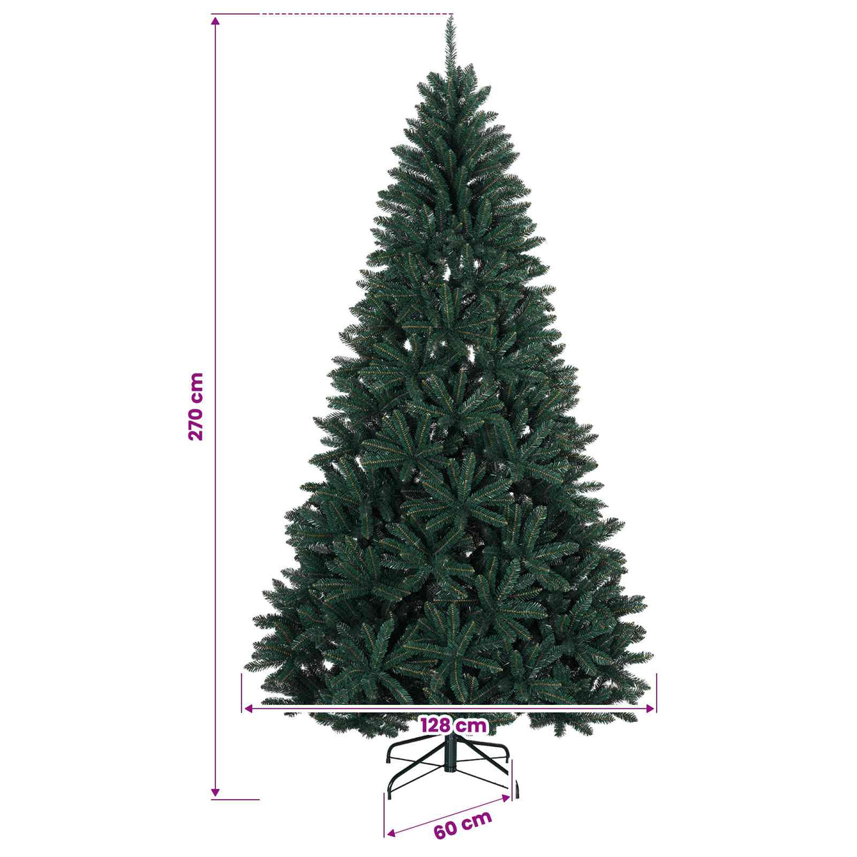 Artificial Christmas Tree Dark Green with Bauble 270 cm