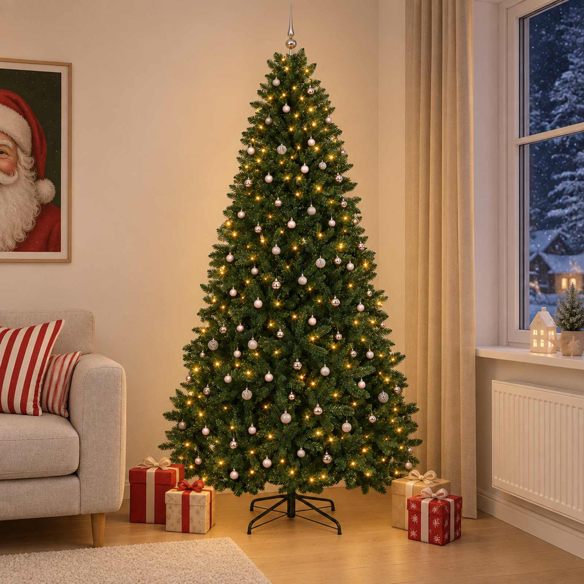 Artificial Christmas Tree Dark Green with Bauble 300 cm