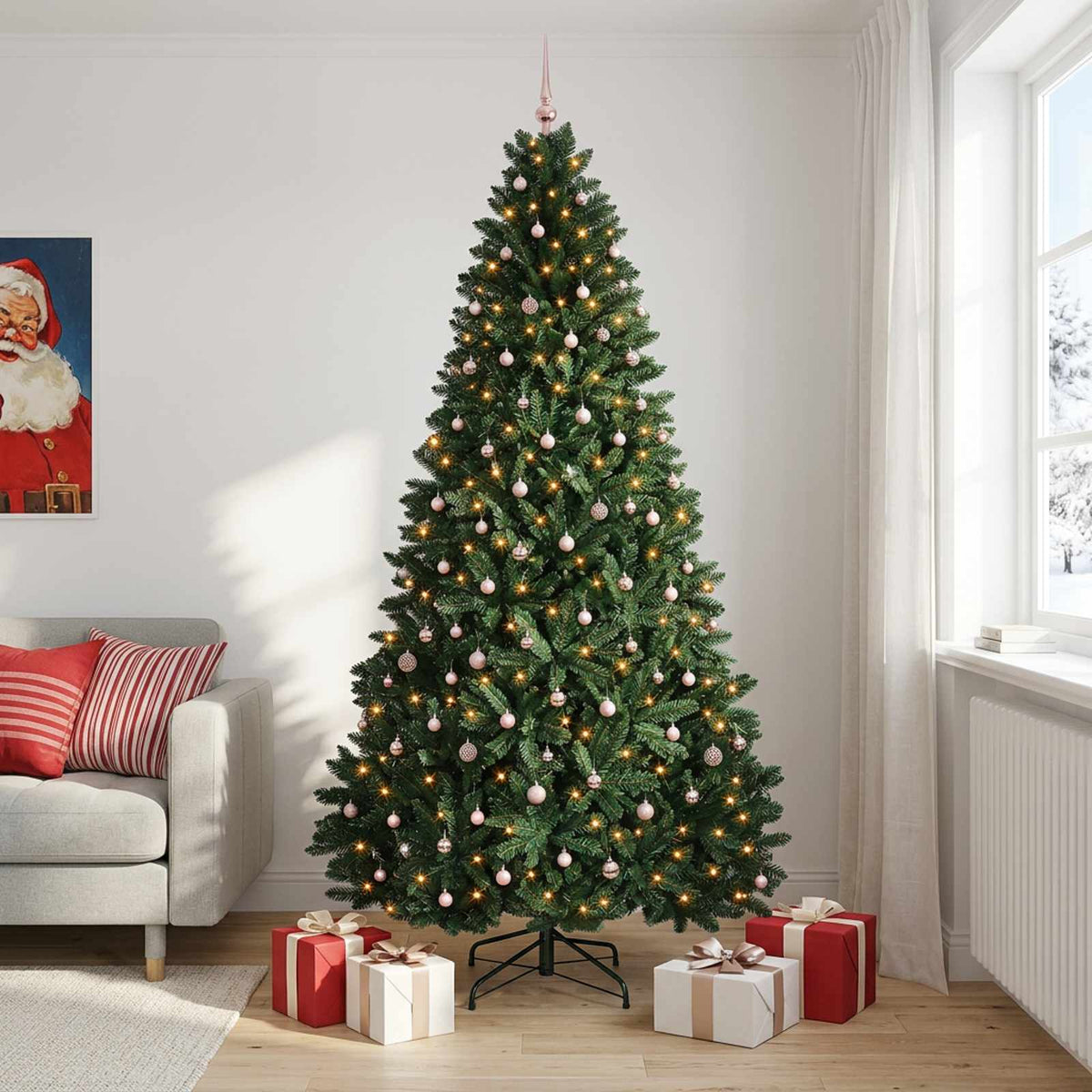 Artificial Christmas Tree Dark Green with Bauble 270 cm
