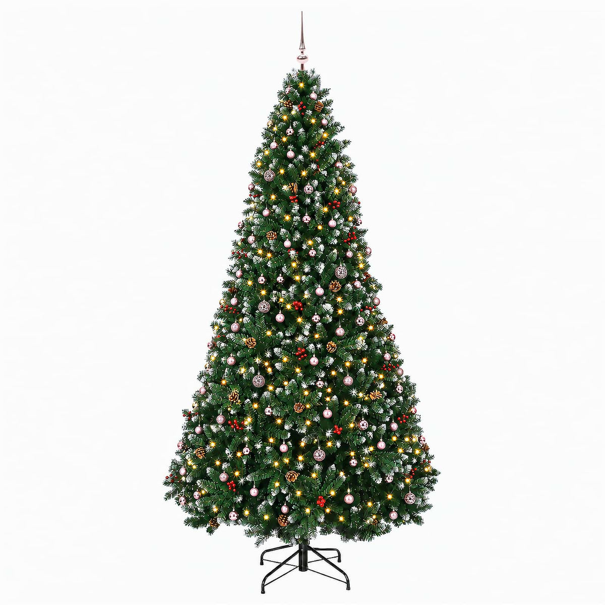 Green Artificial Christmas Tree with Baubles 270 cm 300 LEDs