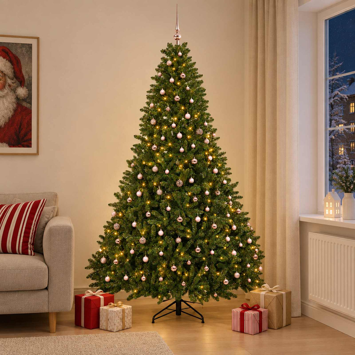 Artificial Light Green Christmas Tree with Baubles 300 cm