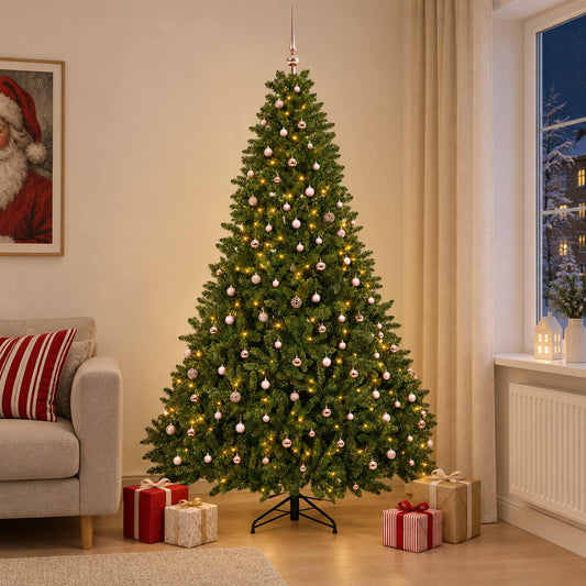 Artificial Light Green Christmas Tree with Baubles 300 cm