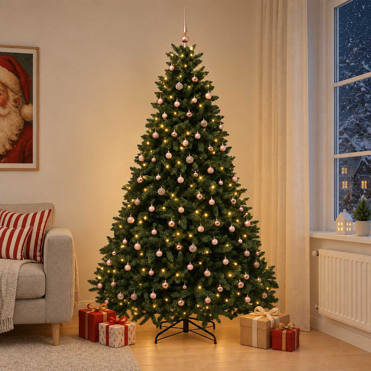 Artificial Christmas Tree Dark Green with Bauble 270 cm