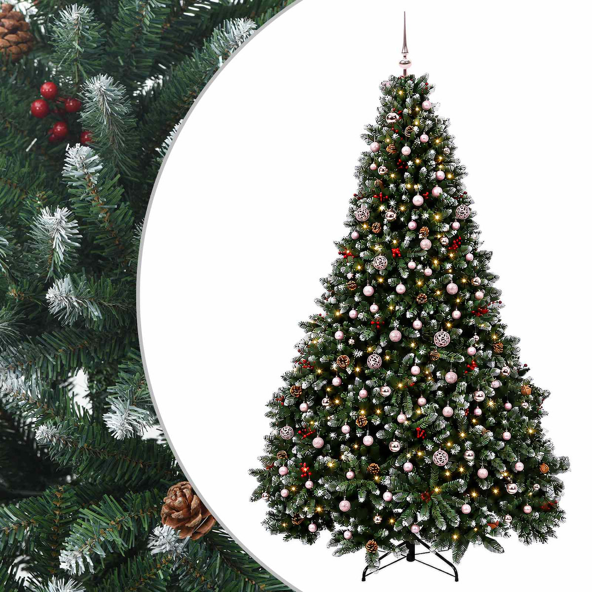 Green Artificial Christmas Tree with Baubles 270 cm 300 LEDs
