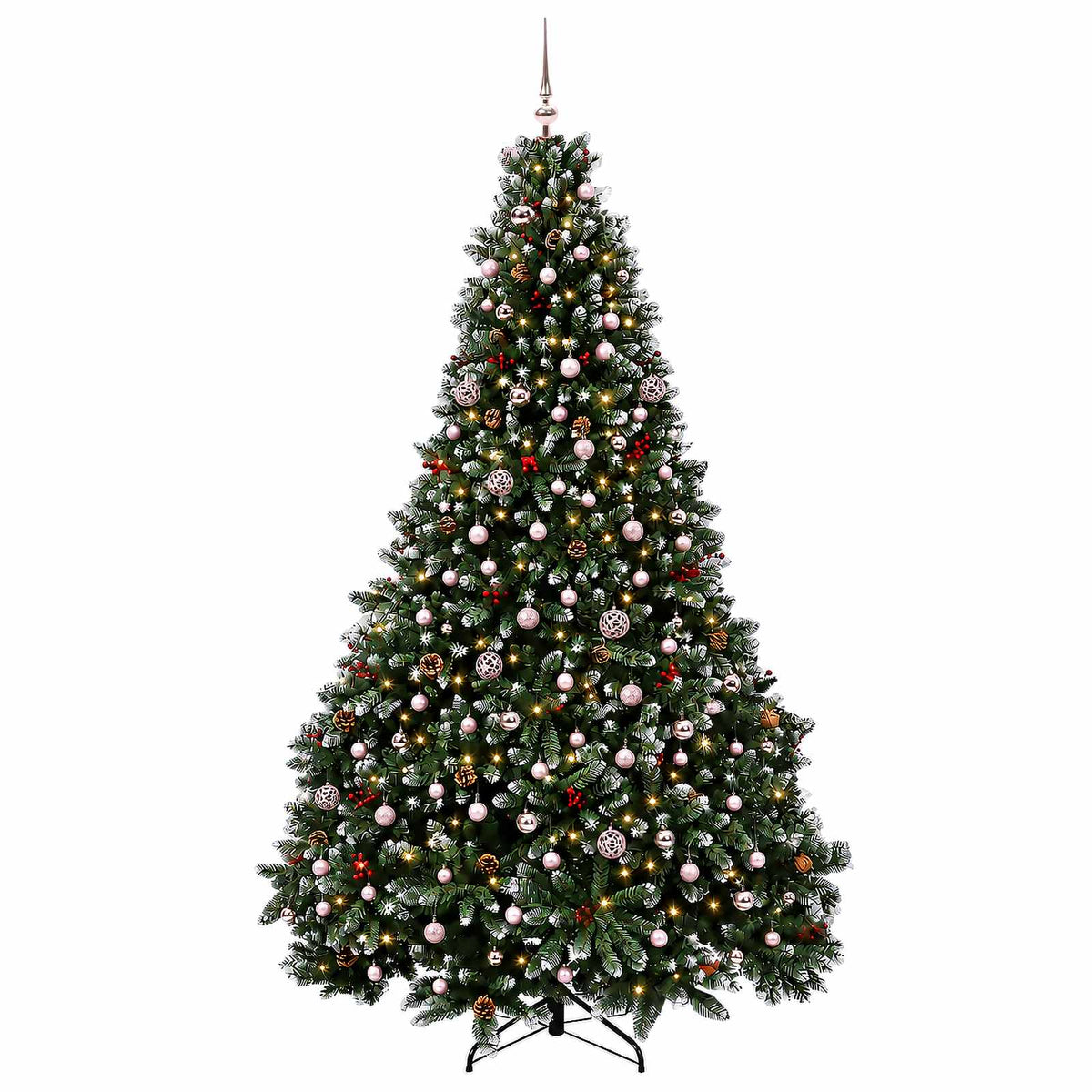 Green Artificial Christmas Tree with Baubles 270 cm 300 LEDs