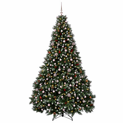 Green Artificial Christmas Tree with Baubles 270 cm 300 LEDs
