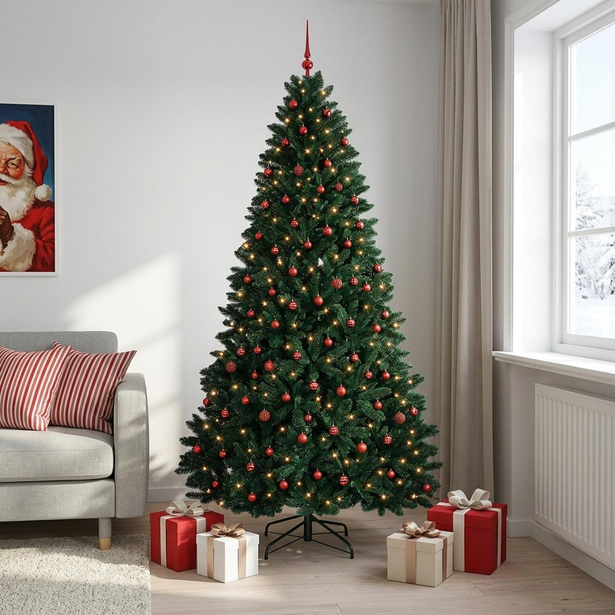 Artificial Christmas Tree Dark Green with Bauble 270 cm