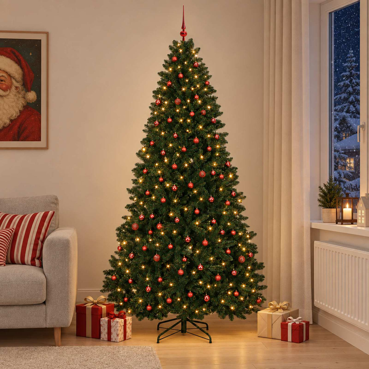 Artificial Christmas Tree Dark Green with Bauble 270 cm