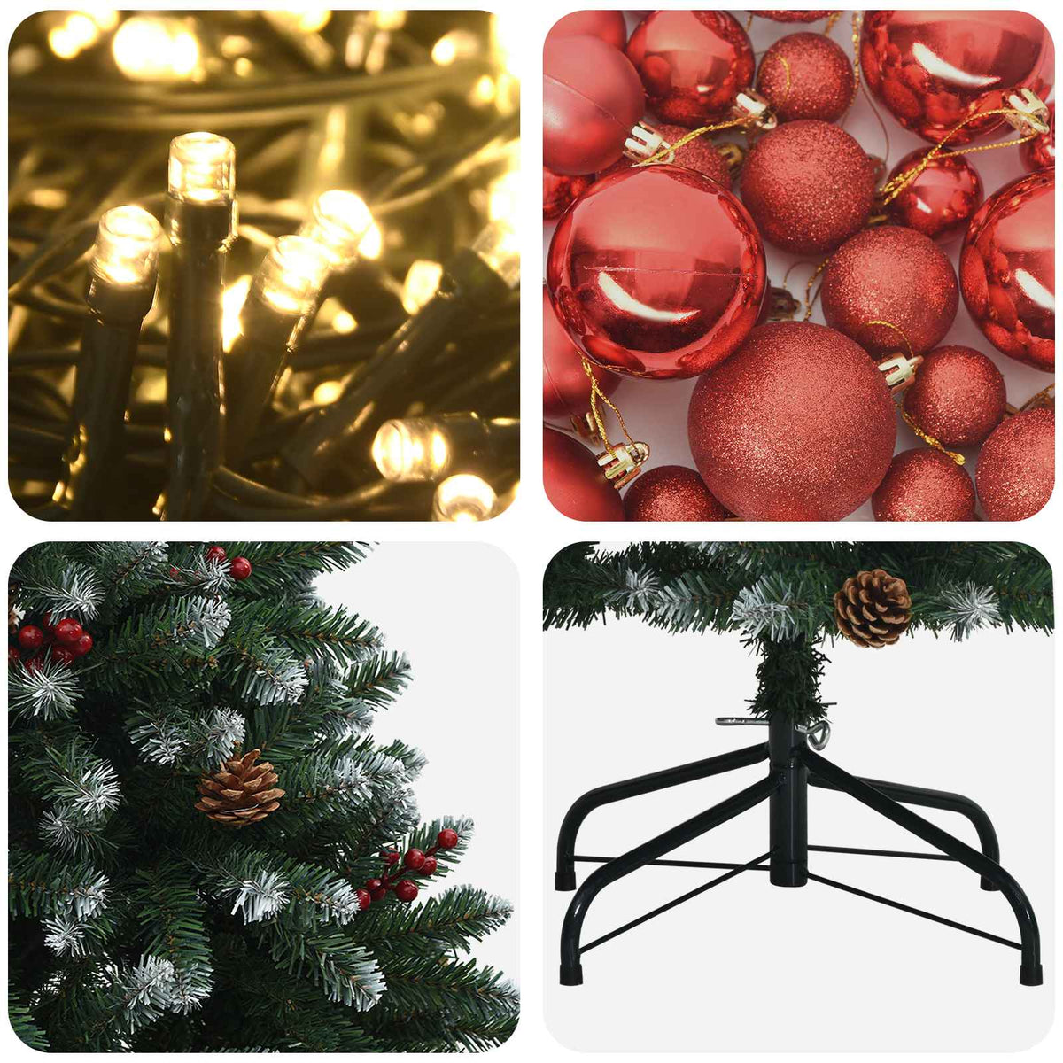 Artificial Christmas Tree Green with Baubles 270 cm 300 LEDs