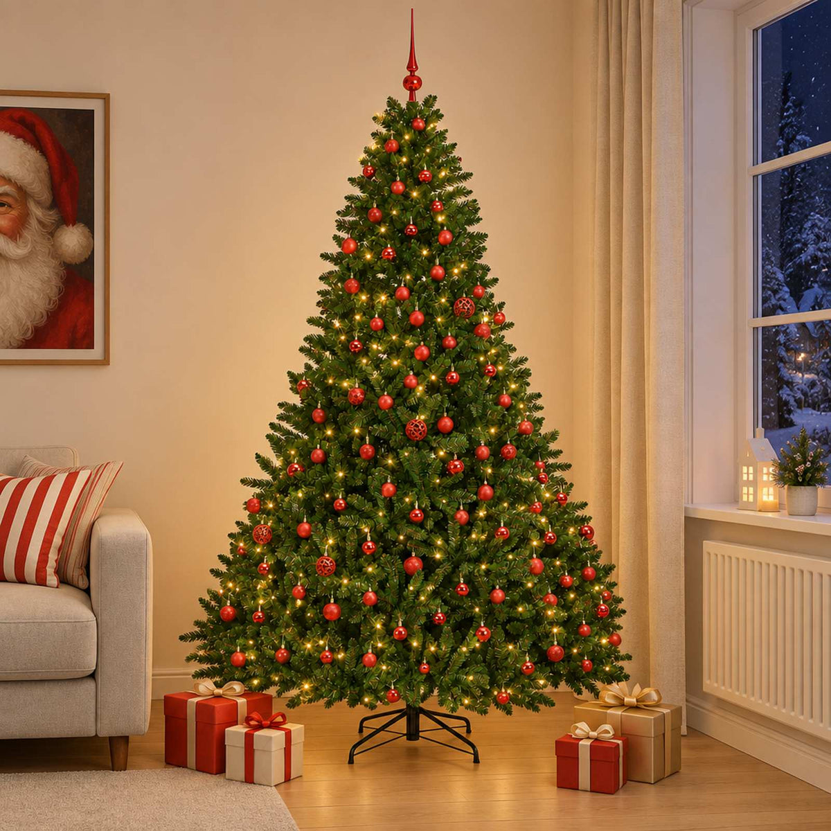 Artificial Light Green Christmas Tree with Baubles 300 cm