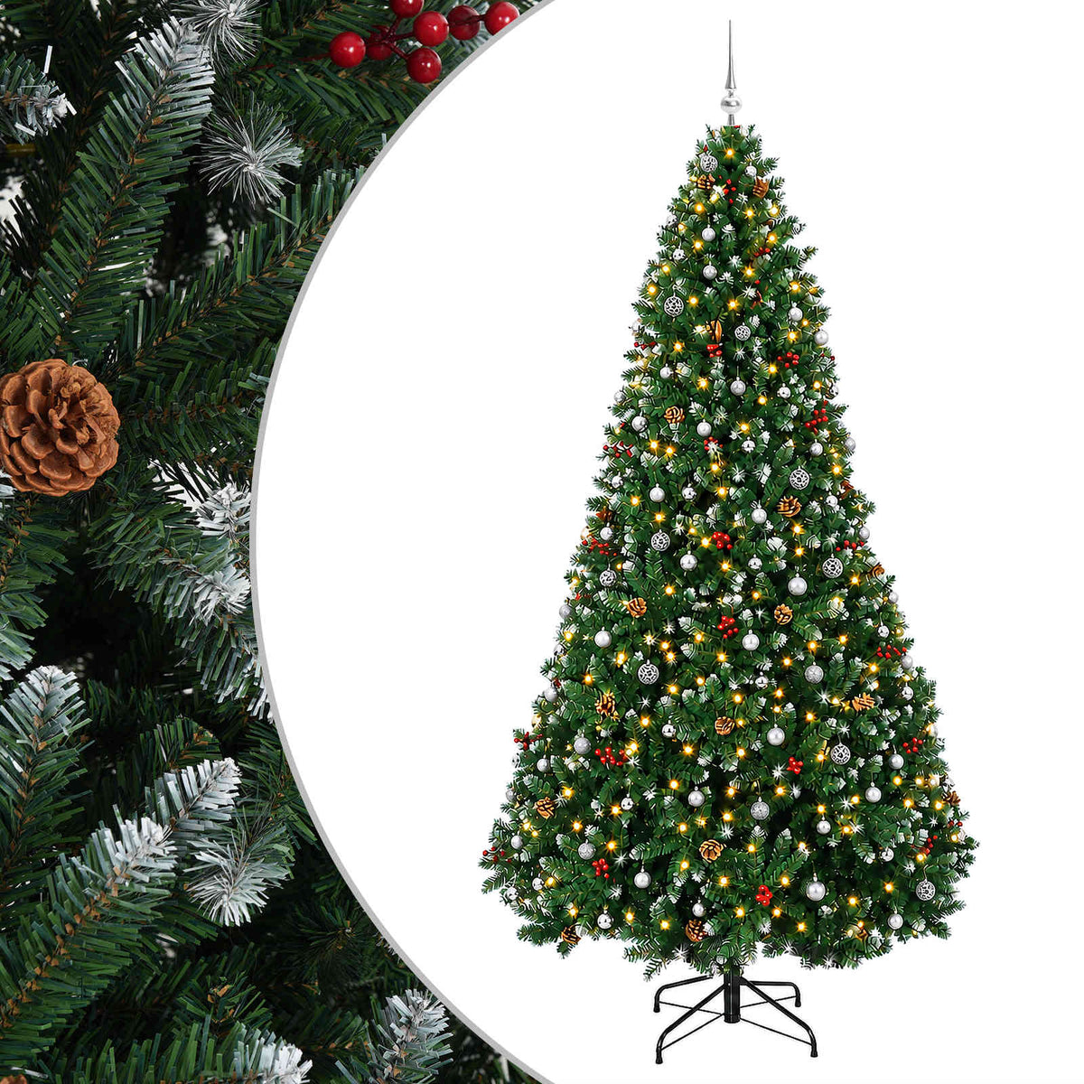 Artificial Green Christmas Tree with Baubles 270 cm 300 LEDs