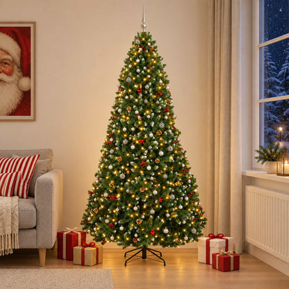 Artificial Green Christmas Tree with Baubles 270 cm 300 LEDs
