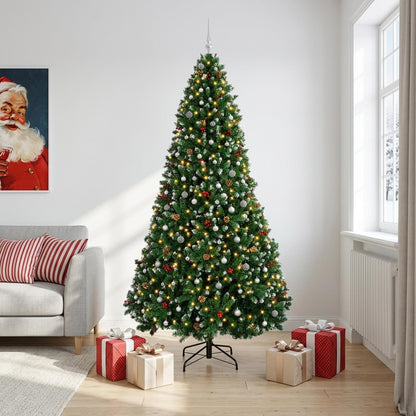 Green Artificial Christmas Tree with Baubles 300 cm 300 LEDs