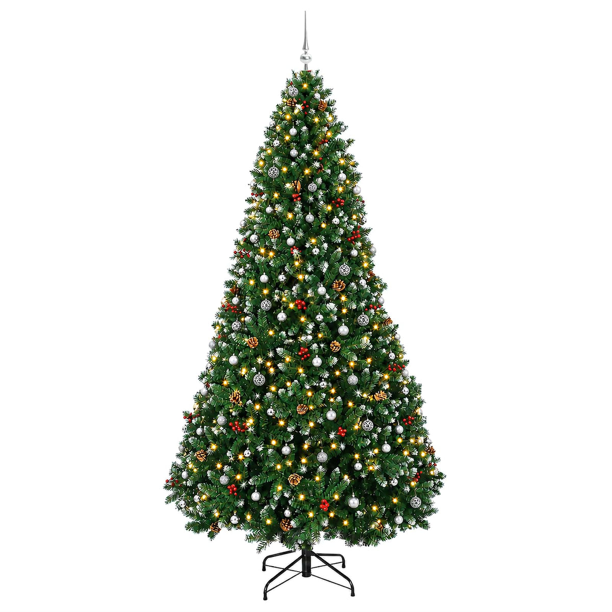 Green Artificial Christmas Tree with Baubles 300 cm 300 LEDs