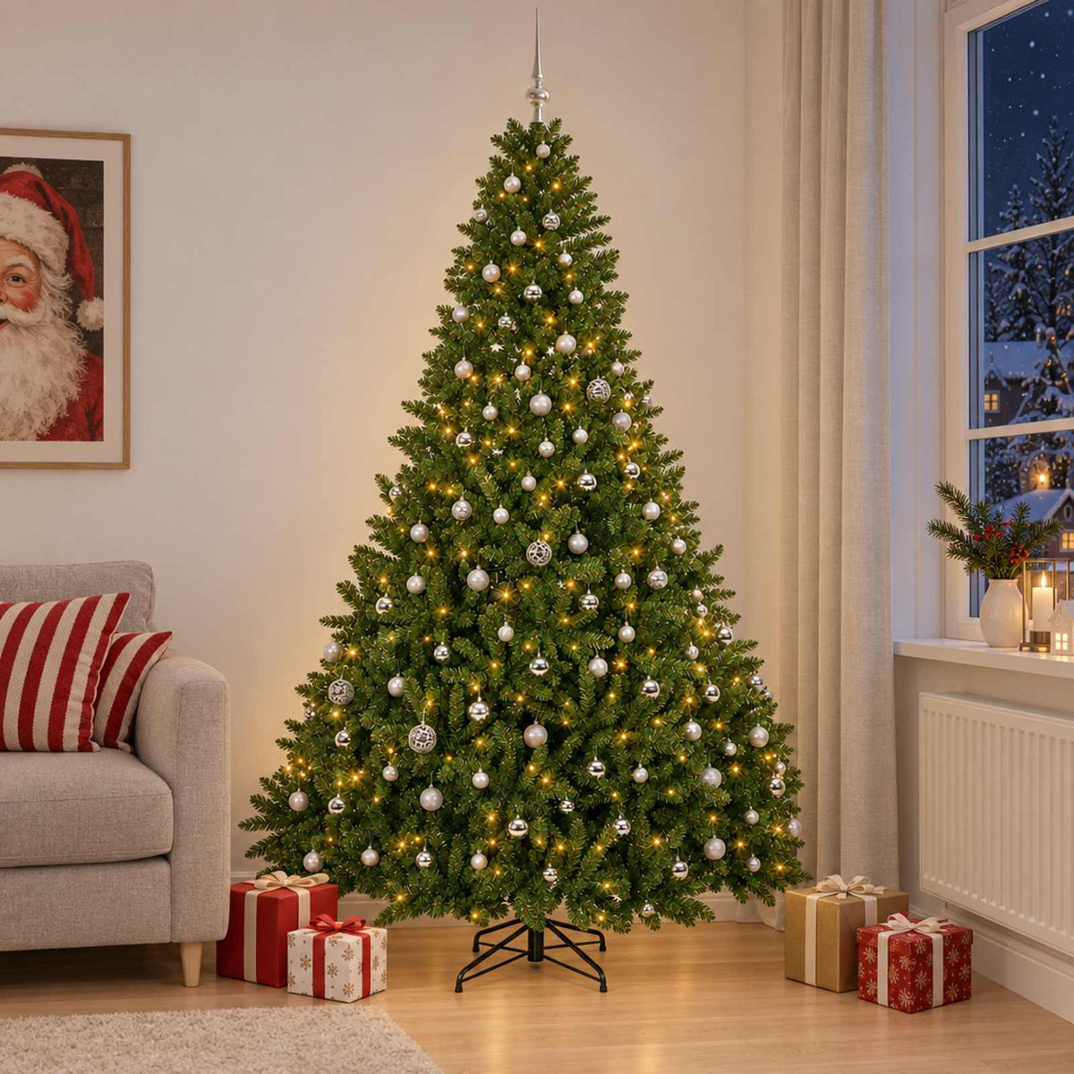 Artificial Light Green Christmas Tree with Baubles 300 cm