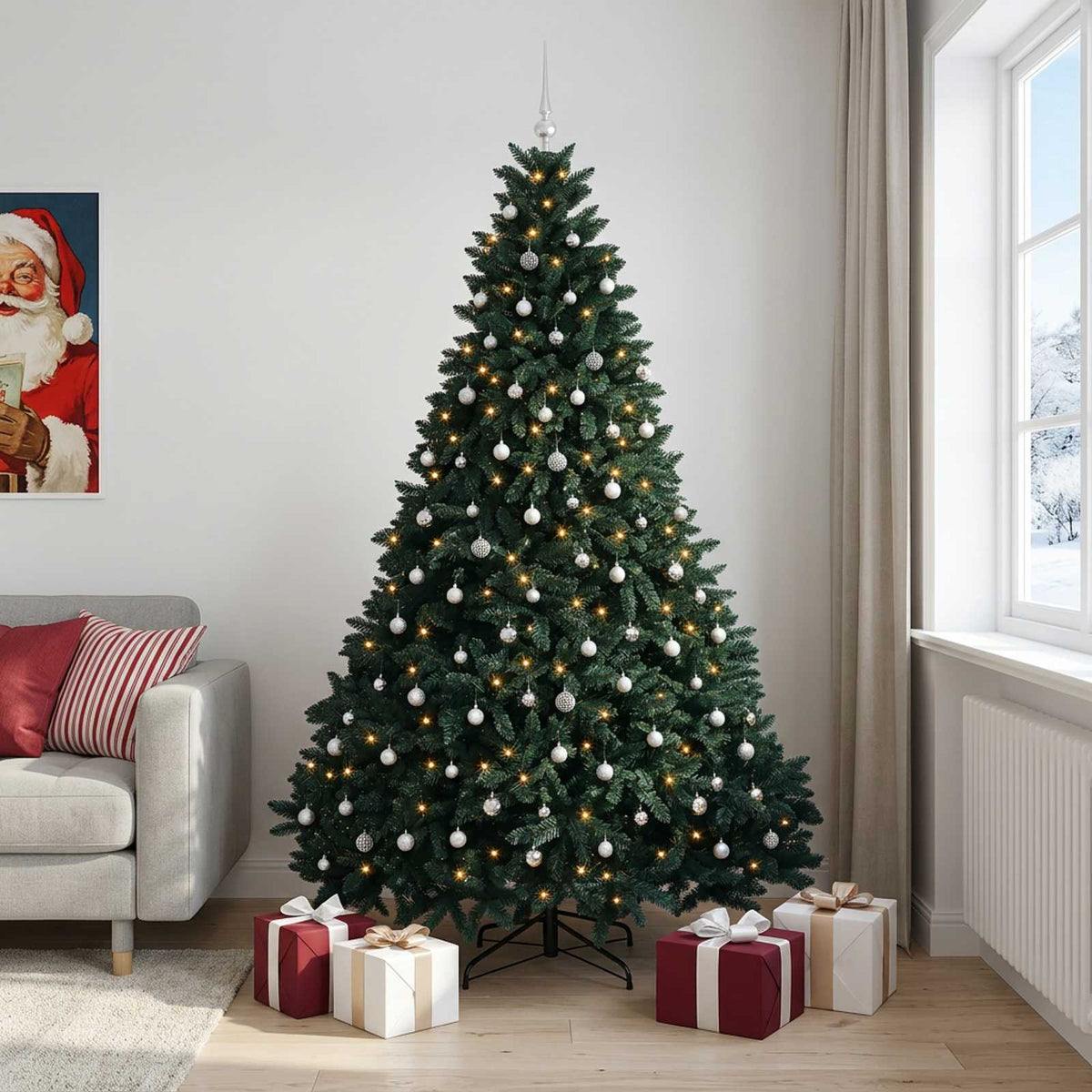 Artificial Christmas Tree Dark Green with Bauble 300 cm