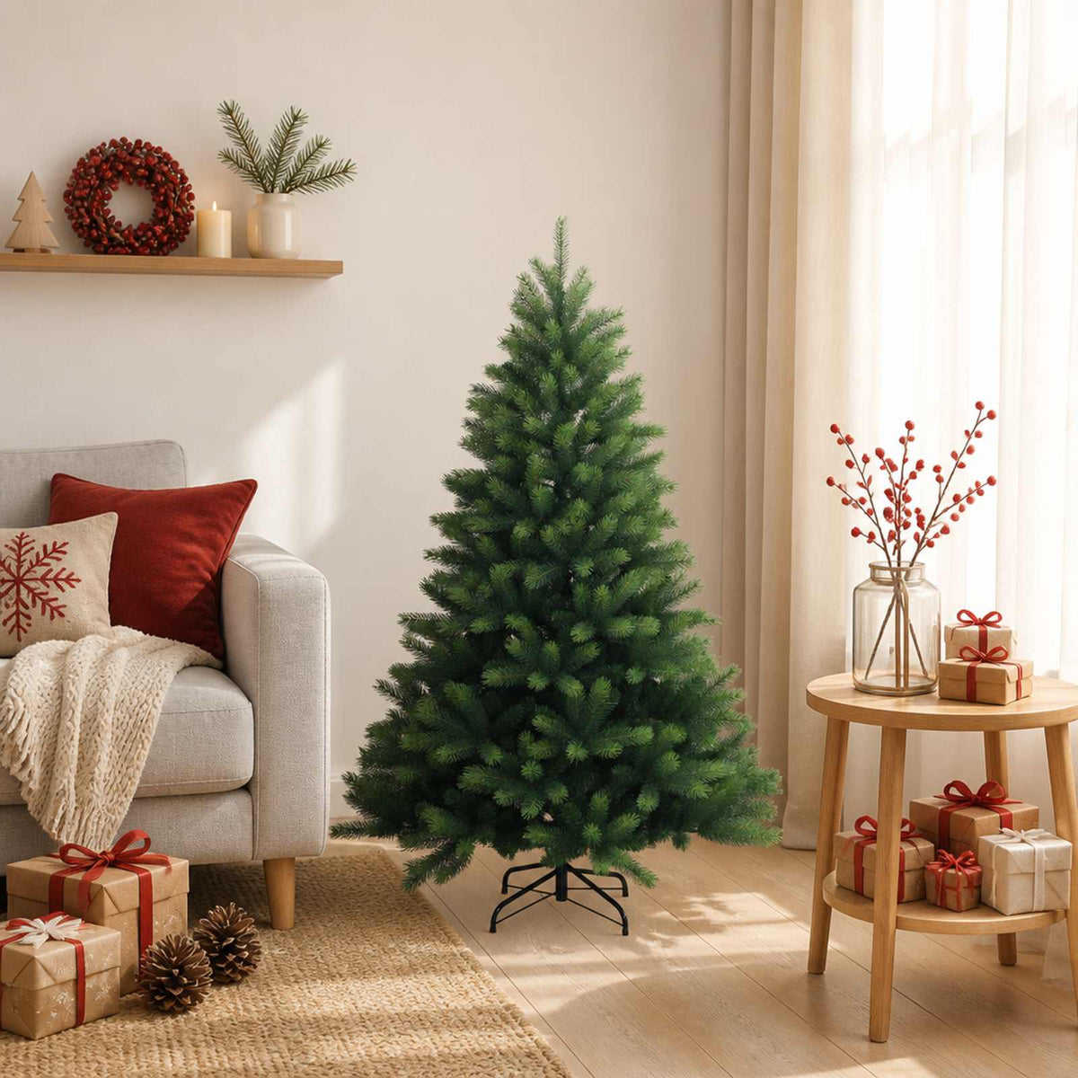 Artificial Hinged Christmas Tree 120 cm PVC and Metal Green