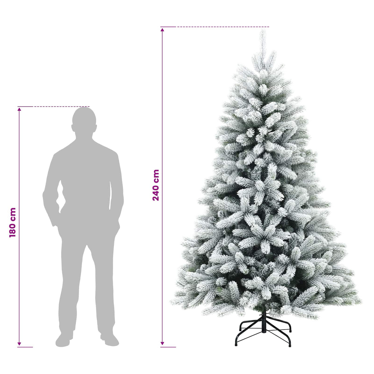 Artificial Hinged Christmas Tree 240 cm PVC and Metal