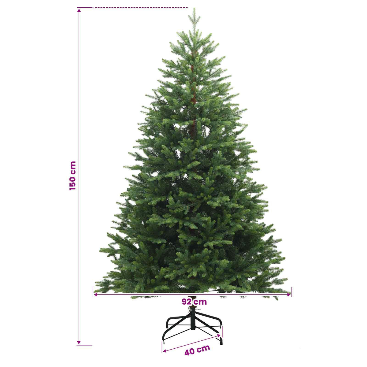 Artificial Hinged Christmas Tree 150 cm PVC and Metal Green