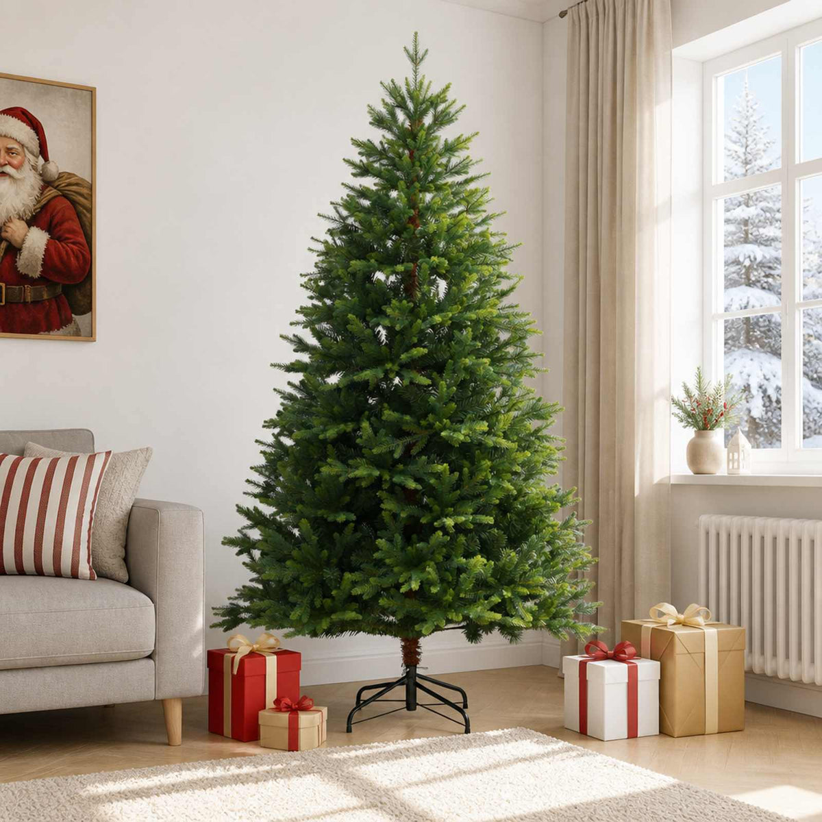 Artificial Hinged Christmas Tree 210 cm PVC and Metal Green