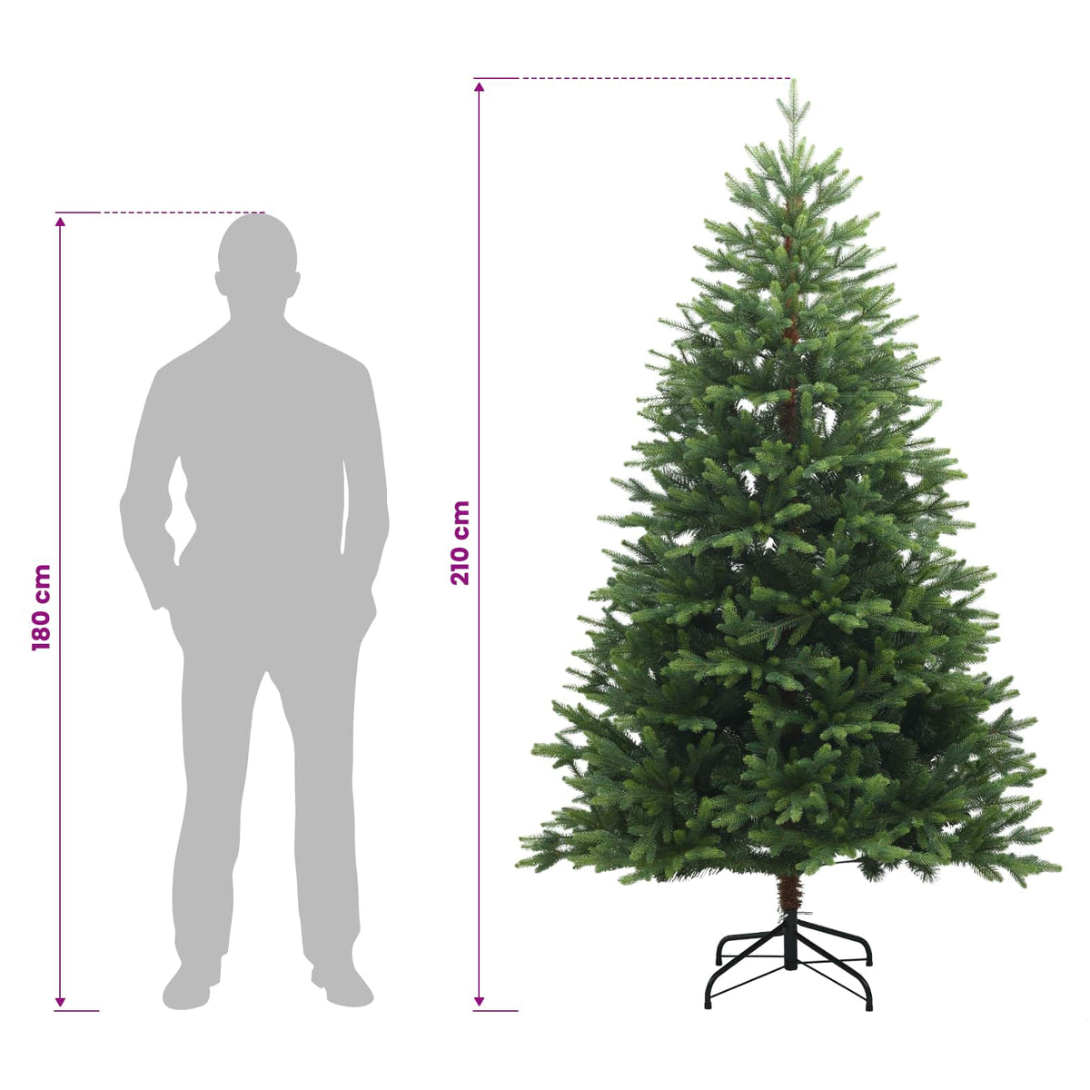 Artificial Hinged Christmas Tree 210 cm PVC and Metal Green