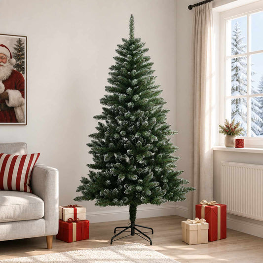 Artificial Hinged Christmas Tree 180 cm PVC and Metal Frosted