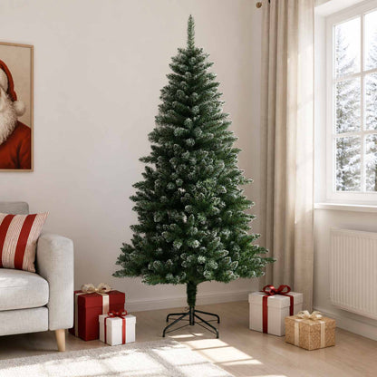 Artificial Hinged Christmas Tree 210 cm PVC and Metal Frosted