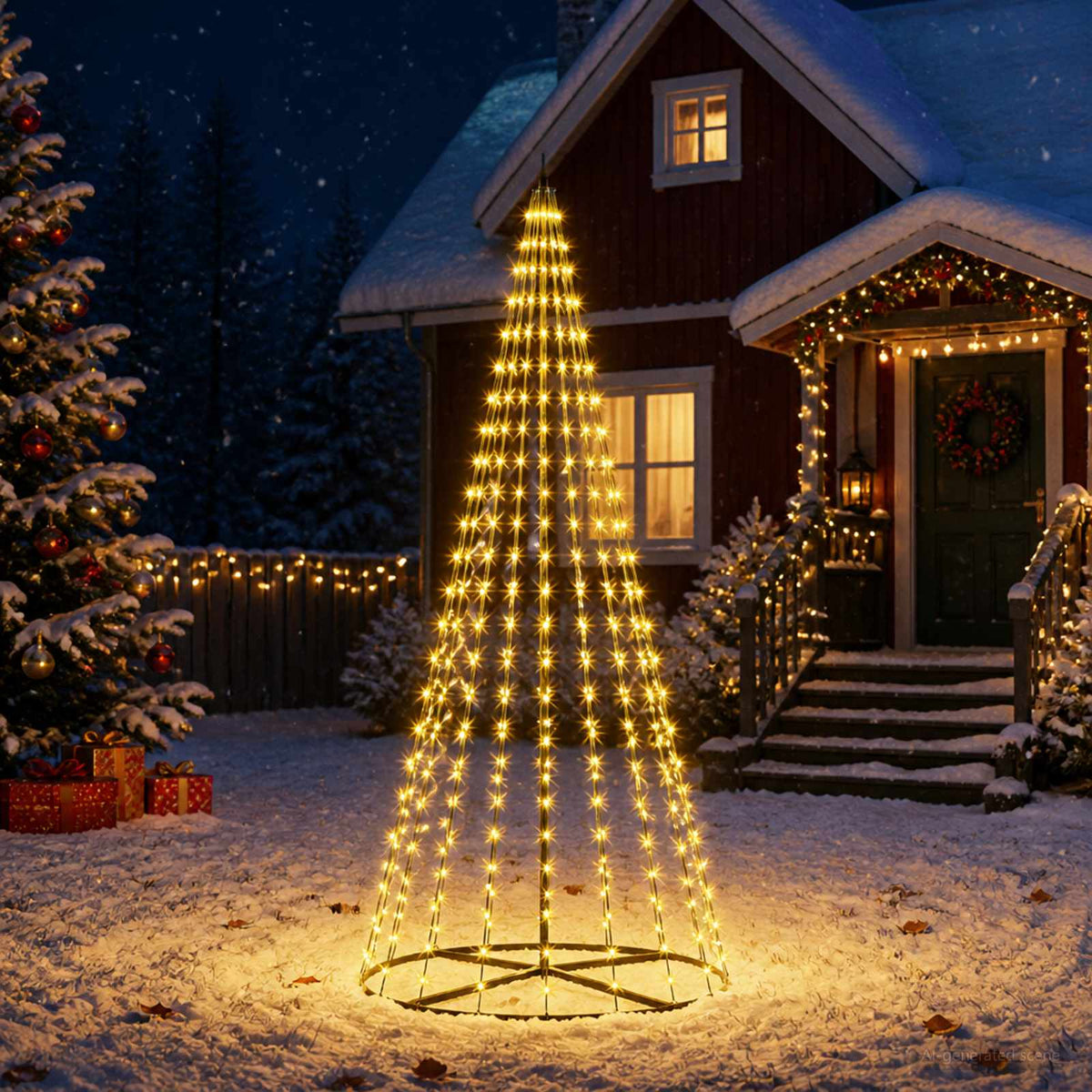 LED Christmas Tree 235 cm 500 LEDs Warm White Steel Black