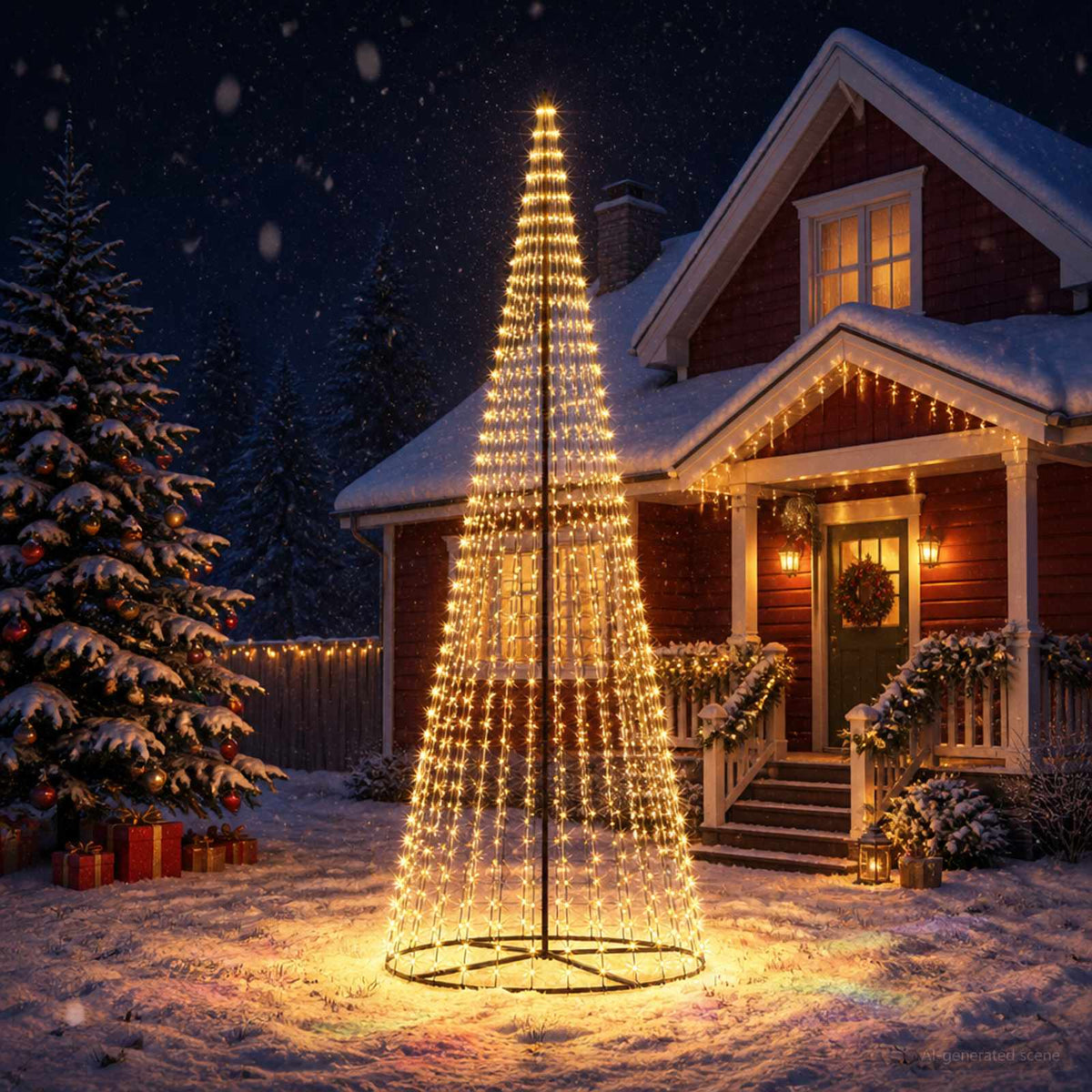 LED Christmas Tree 385 cm 1148 LEDs Warm White Steel Black
