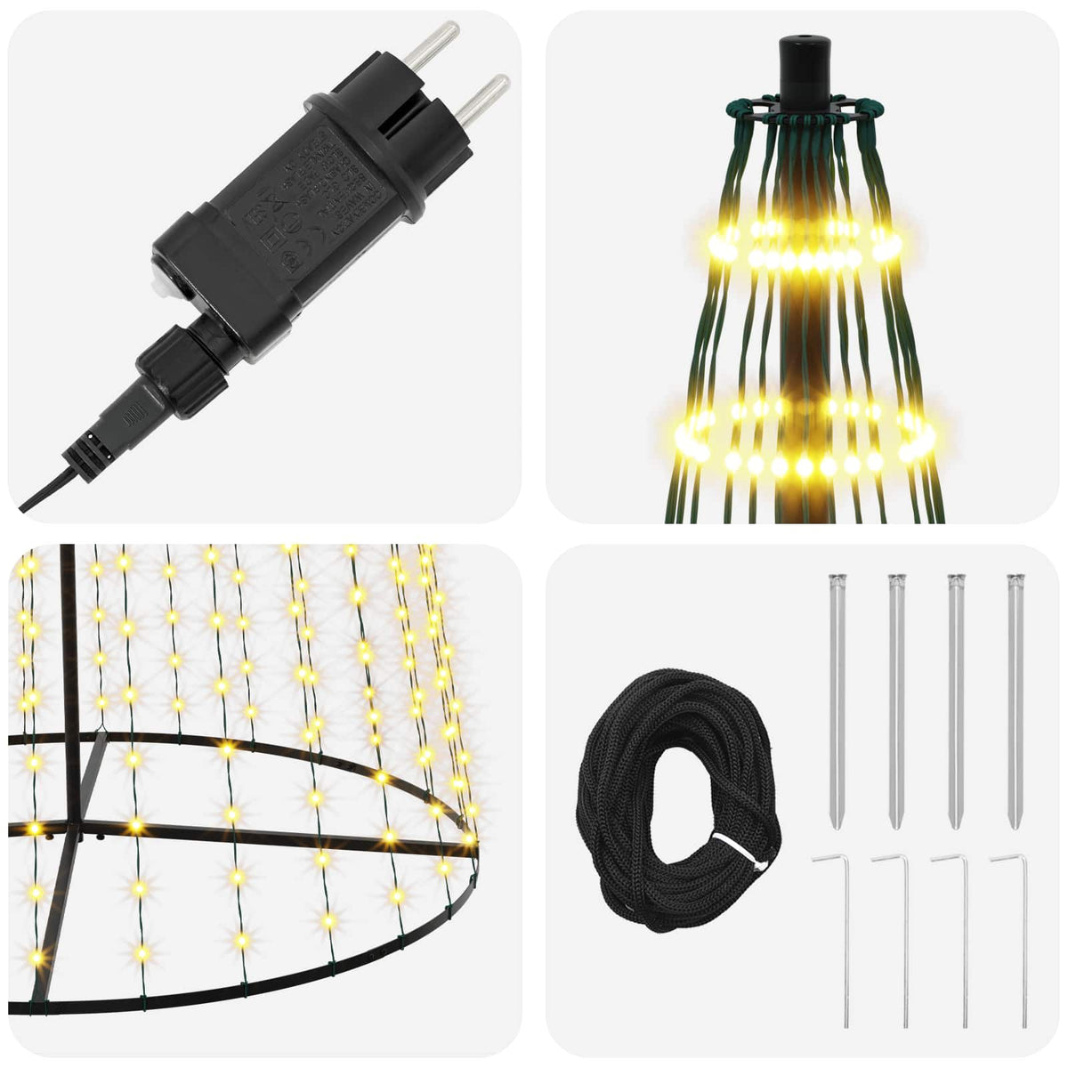 LED Christmas Tree 485 cm 1632 LEDs Warm White Steel Black