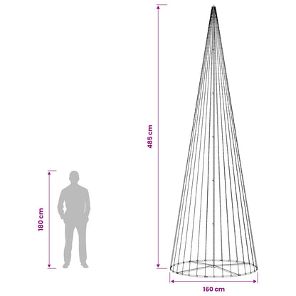 LED Christmas Tree 485 cm 1632 LEDs Warm White Steel Black