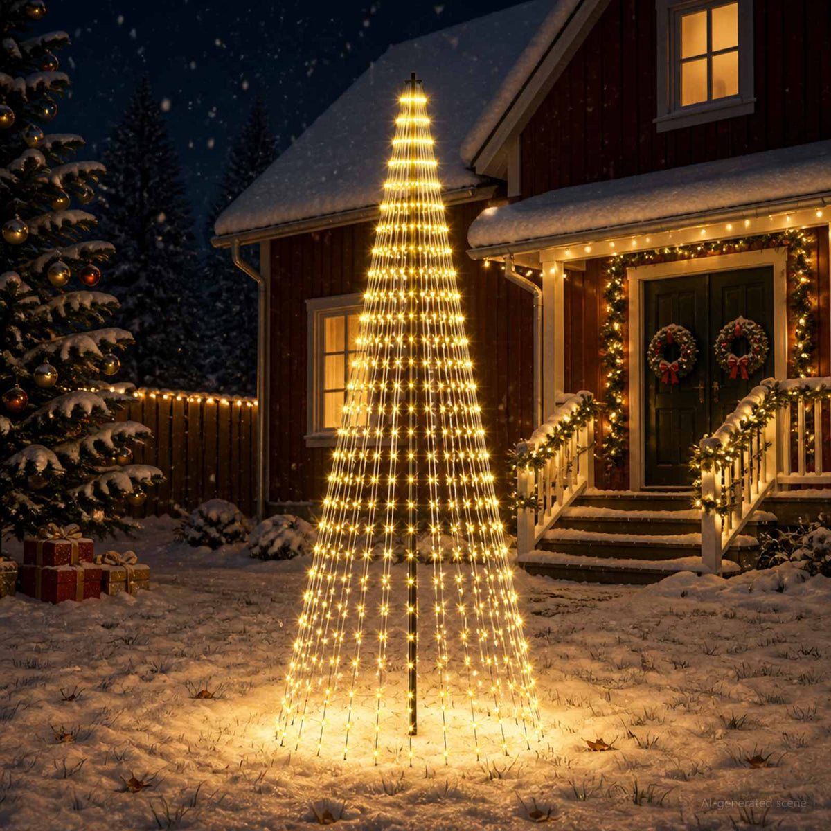 LED Christmas Tree 285 cm 744 LEDs Warm White Steel Black