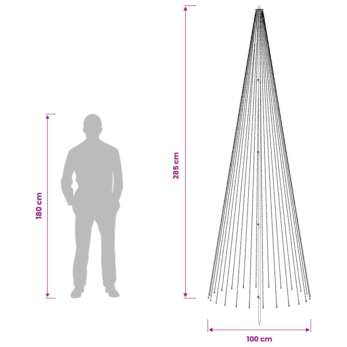 LED Christmas Tree 285 cm 744 LEDs Warm White Steel Black