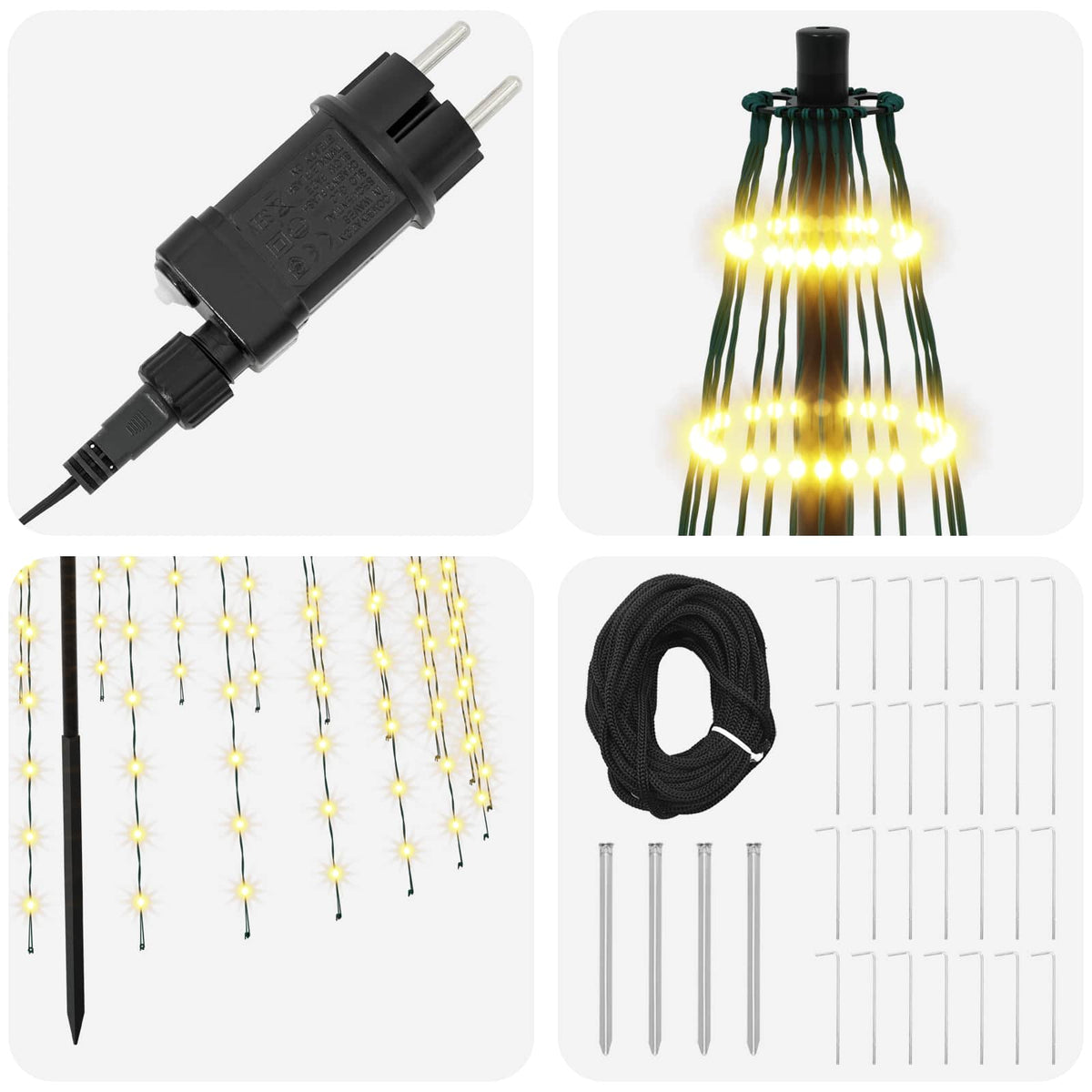 LED Christmas Tree 385 cm 1148 LEDs Warm White Steel Black