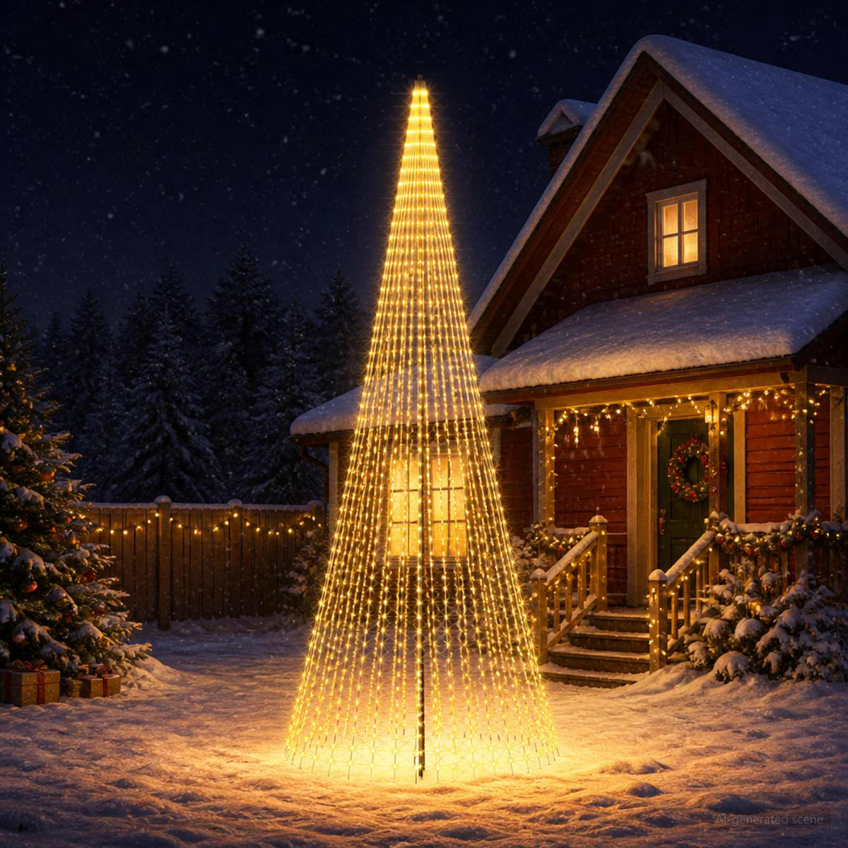 LED Christmas Tree 485 cm 1632 LEDs Warm White Steel Black