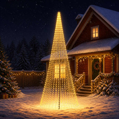 LED Christmas Tree 485 cm 1632 LEDs Warm White Steel Black