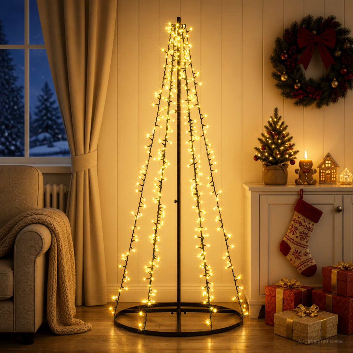 LED Christmas Tree 165 cm 540 LEDs Warm White Steel Black