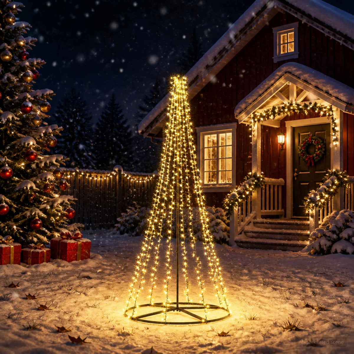 LED Christmas Tree 235 cm 1000 LEDs Warm White Steel Black