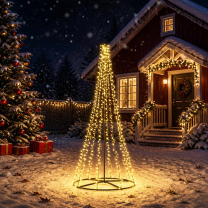 LED Christmas Tree 235 cm 1000 LEDs Warm White Steel Black