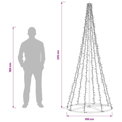LED Christmas Tree 235 cm 1000 LEDs Warm White Steel Black